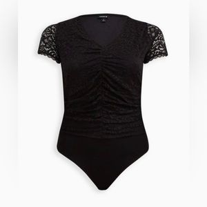 Torrid Cinched Bodysuit - Stretch Lace Black size 2